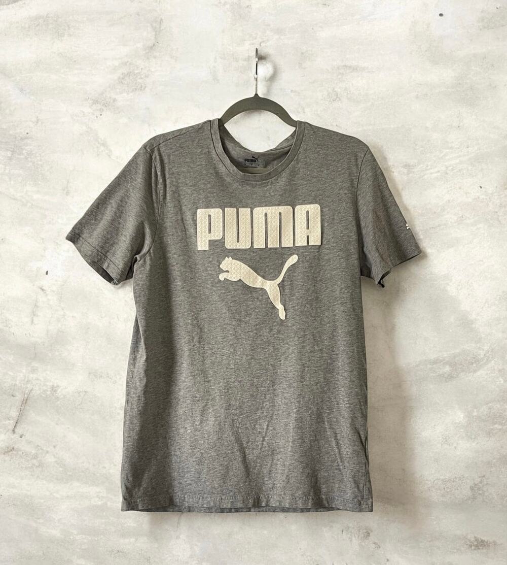 Puma Essentials Logo Mens T-Shirt Grey Short Sleeve Casual Top Medium